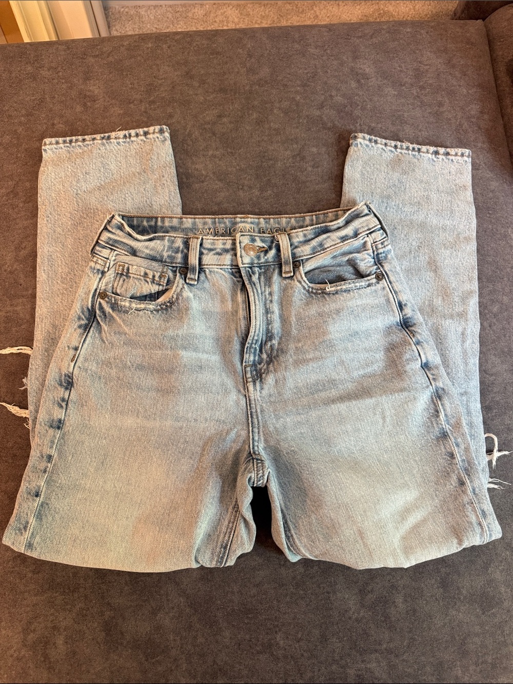 American Eagle Light Blue Denim Jeans with Vintage Fading